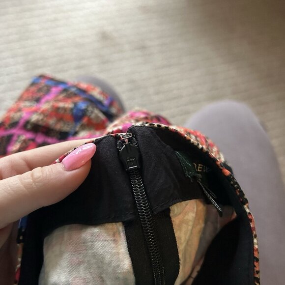 J. Crew Abstract Plaid Print Mini Skirt Womens Size 2 Stretch Colorful Retro Y2K - Picture 7 of 8